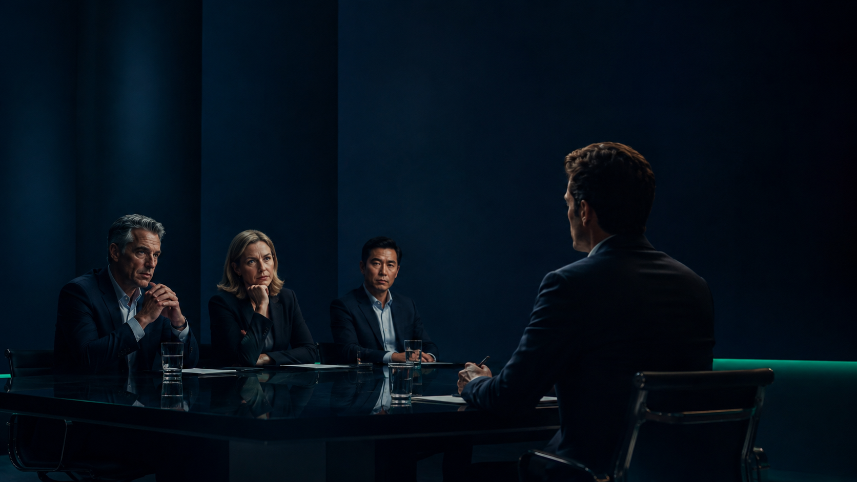 Job candidate completing an AI-powered mock interview panel simulation with Voice2Evolve.