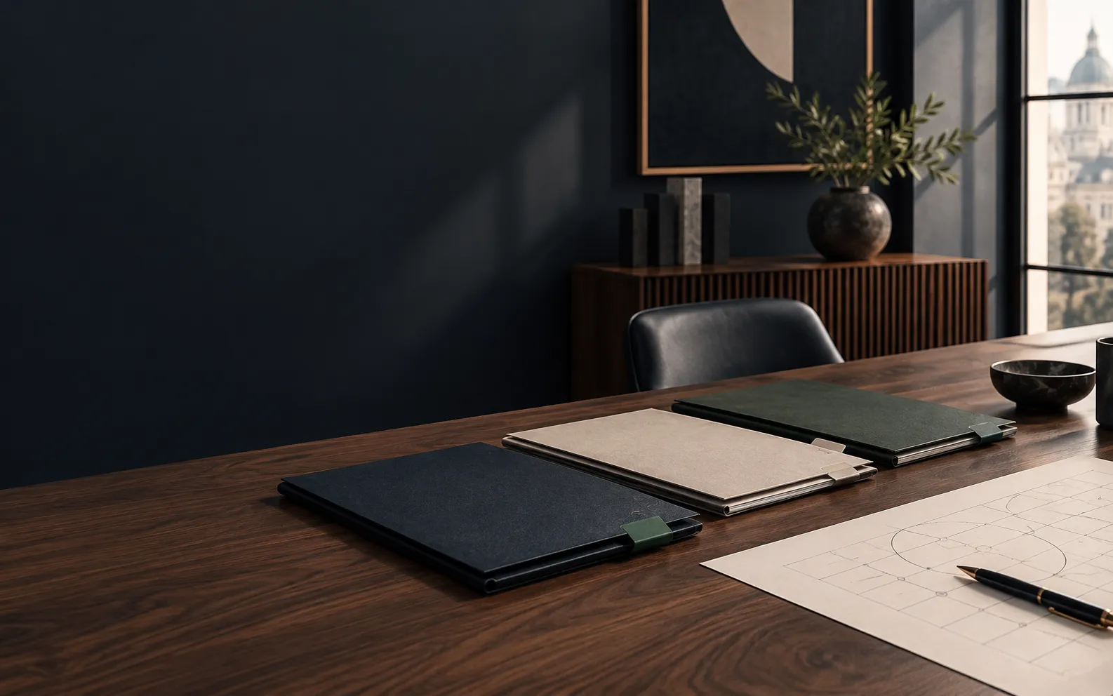 A quiet procurement team workspace arranged around three stages of preparation.
